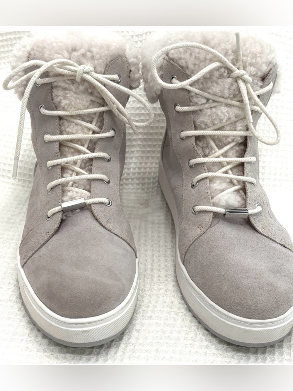 Donald J. Pliner Remi Gray Faux-Shearling Lace-Up Suede Sneaker Winter Boots